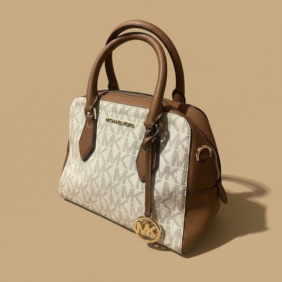 Michael Kors Ayden Medium Logo and Faux Leather Satchel - Picture 4 of 9